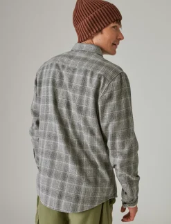 Lucky Brand plaid utility long sleeve flannel grey malange*MEN Button-Downs