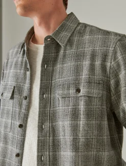 Lucky Brand plaid utility long sleeve flannel grey malange*MEN Button-Downs