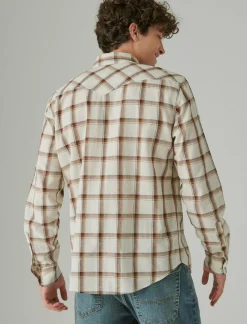 Lucky Brand plaid western long sleeve shirt natural multi plaid*MEN Button-Downs