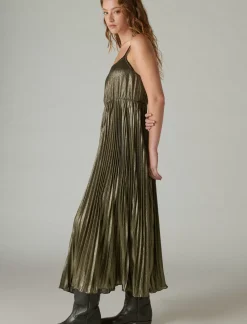 Lucky Brand pleated party midi dress gold*WOMEN Dresses