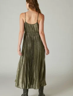 Lucky Brand pleated party midi dress gold*WOMEN Dresses