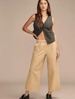Lucky Brand pleated wide leg crop pant dark khaki*WOMEN Pants