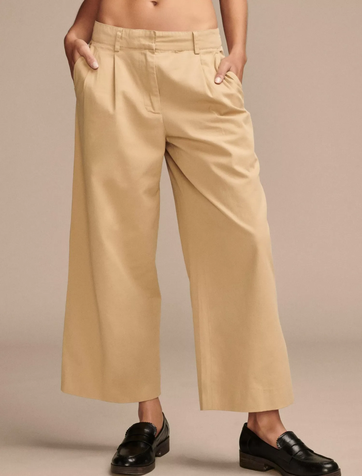 Lucky Brand pleated wide leg crop pant dark khaki*WOMEN Pants