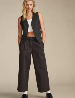 Lucky Brand pleated wide leg crop pant meteorite*WOMEN Pants