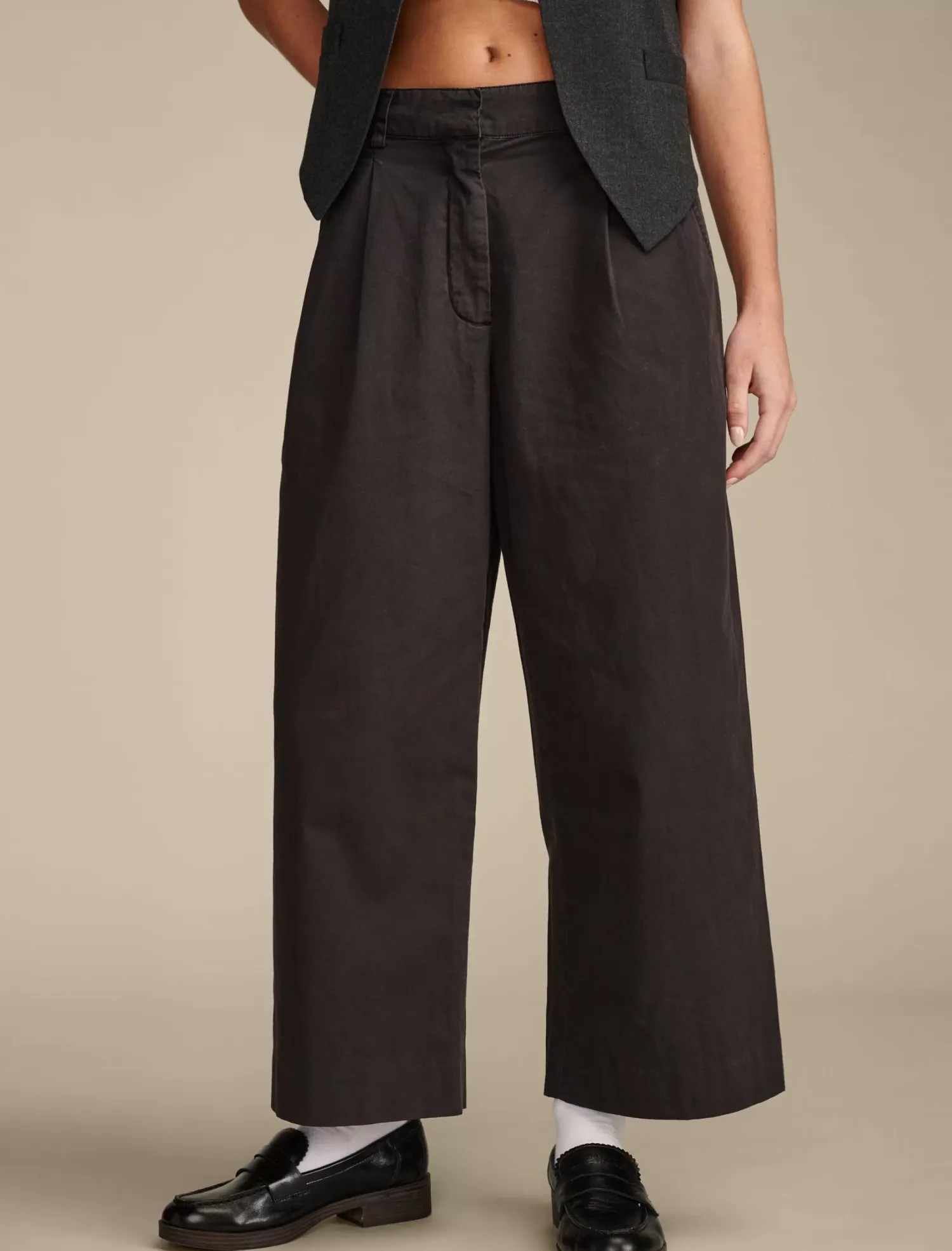 Lucky Brand pleated wide leg crop pant meteorite*WOMEN Pants