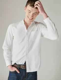 Lucky Brand poplin one pocket long sleeve shirt shirt white*MEN Button-Downs
