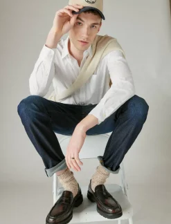 Lucky Brand poplin one pocket long sleeve shirt shirt white*MEN Button-Downs