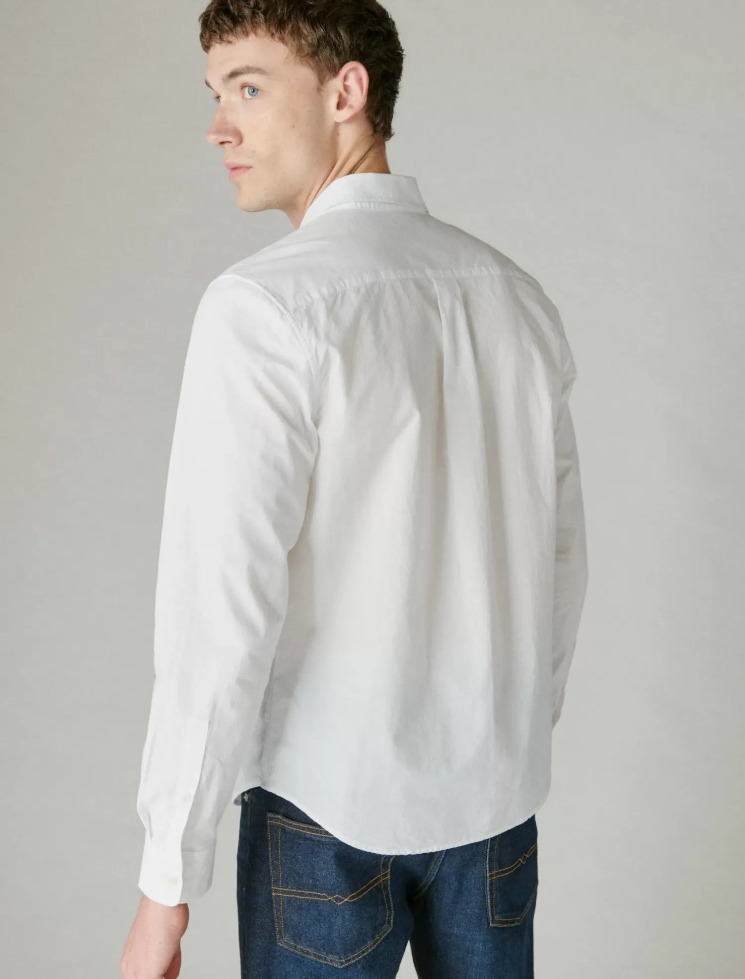Lucky Brand poplin one pocket long sleeve shirt shirt white*MEN Button-Downs