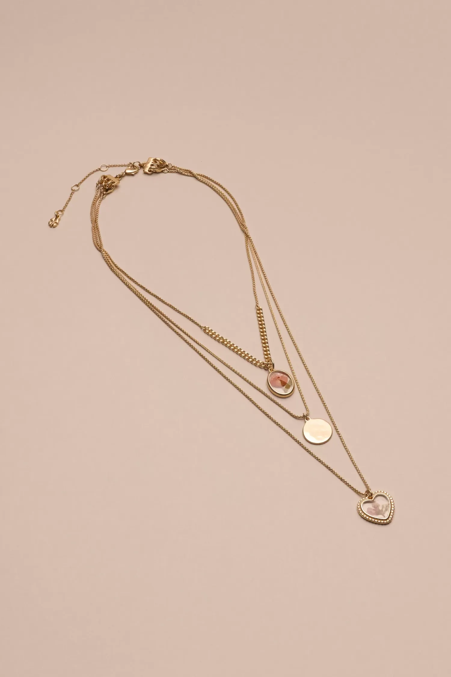 Lucky Brand pressed flower charm layer necklace gold*WOMEN Jewelry