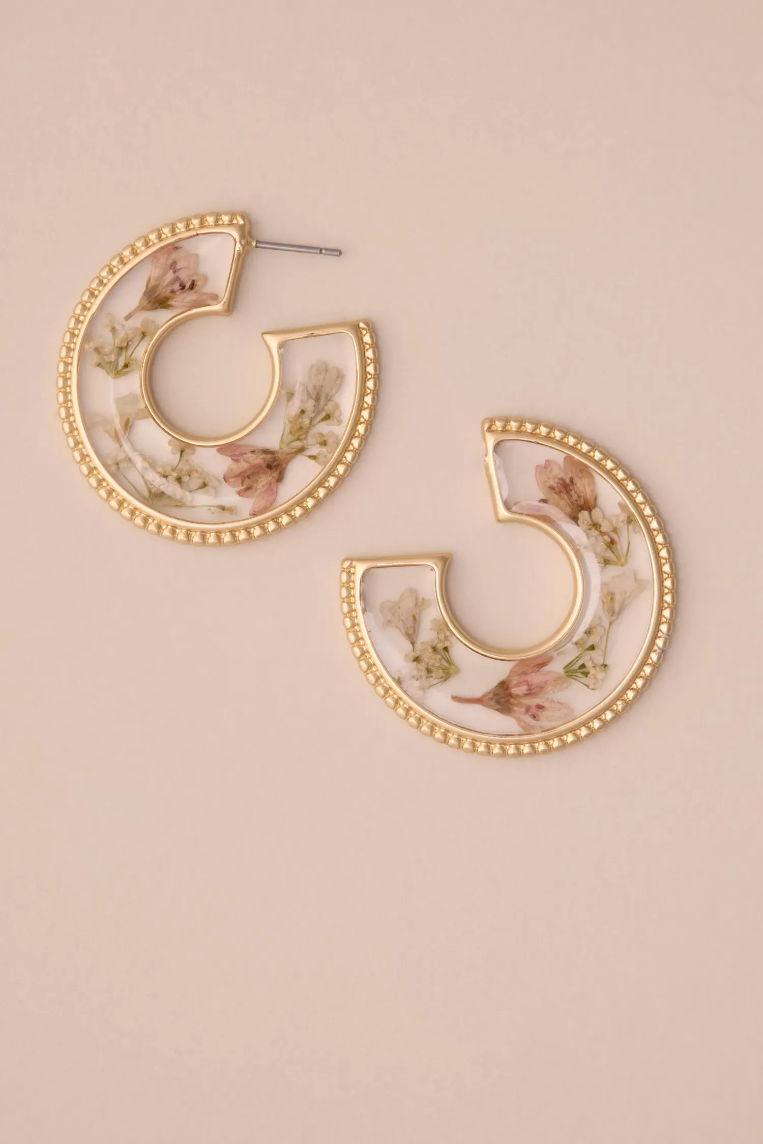 Lucky Brand pressed flower open hoop gold*WOMEN Jewelry