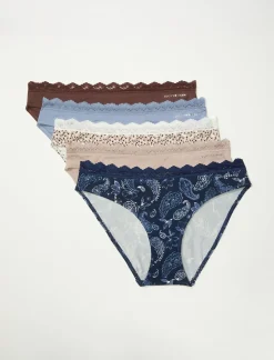 Lucky Brand pretty paisley lace bikini 5 pk dark blue*WOMEN Intimates & Sleepwear