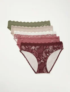 Lucky Brand pretty paisley lace bikini 5 pk light red*WOMEN Intimates & Sleepwear
