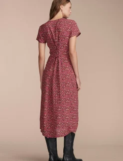 Lucky Brand printed button front midi dress rum raisin multi*WOMEN Dresses