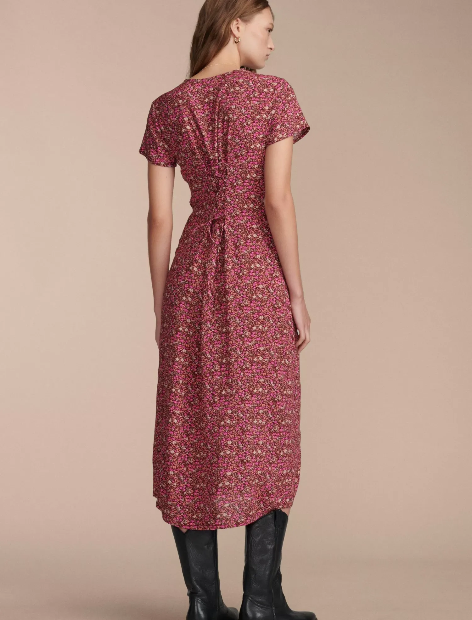 Lucky Brand printed button front midi dress rum raisin multi*WOMEN Dresses