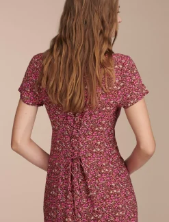 Lucky Brand printed button front midi dress rum raisin multi*WOMEN Dresses