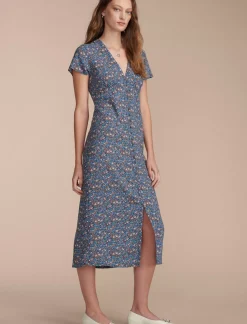 Lucky Brand printed button front midi dress indigo multi*WOMEN Dresses