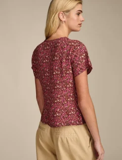 Lucky Brand printed button front top rum raisin*WOMEN Blouses