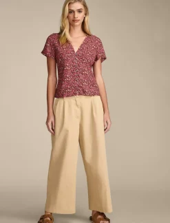 Lucky Brand printed button front top rum raisin*WOMEN Blouses
