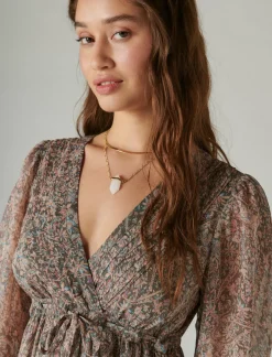 Lucky Brand printed chiffon mini dress misty rose paisley*WOMEN Dresses