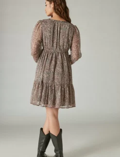 Lucky Brand printed chiffon mini dress misty rose paisley*WOMEN Dresses