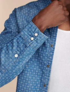 Lucky Brand printed indigo western long sleeve shirt indigo print*MEN Button-Downs