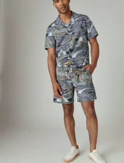 Lucky Brand printed linen 7" pull up short chambray print*MEN Shorts