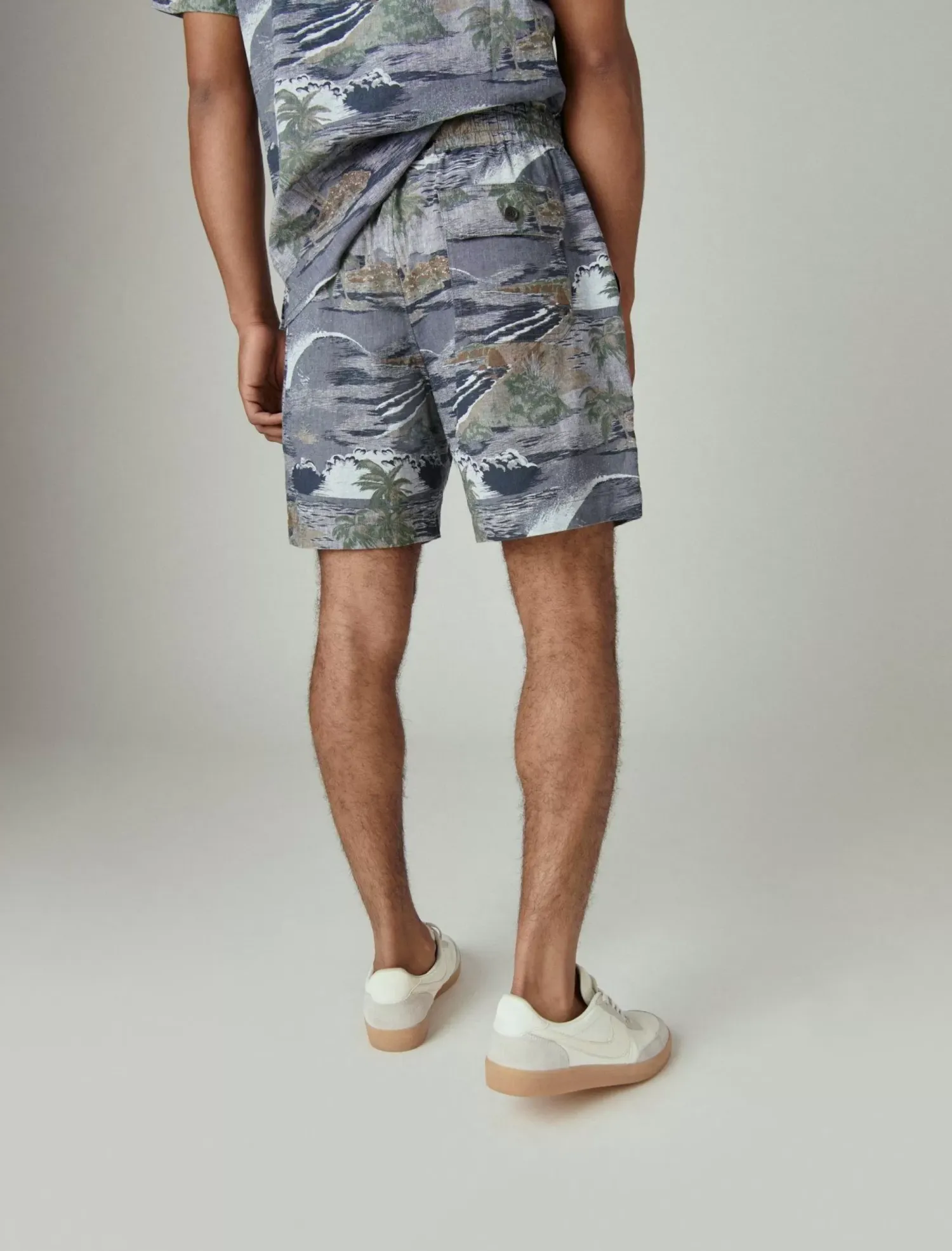 Lucky Brand printed linen 7" pull up short chambray print*MEN Shorts