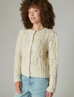 Lucky Brand puff sleeve shine cardigan whisper white*WOMEN Sweaters & Sweatshirts