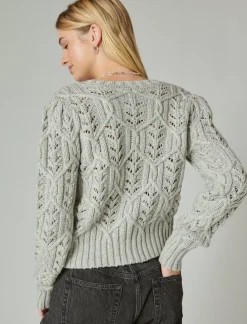 Lucky Brand puff sleeve shine cardigan light heather gray*WOMEN Sweaters & Sweatshirts