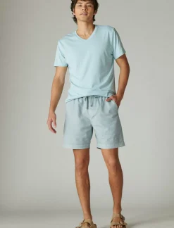 Lucky Brand 7"pull up linen short dusty blue*MEN Shorts