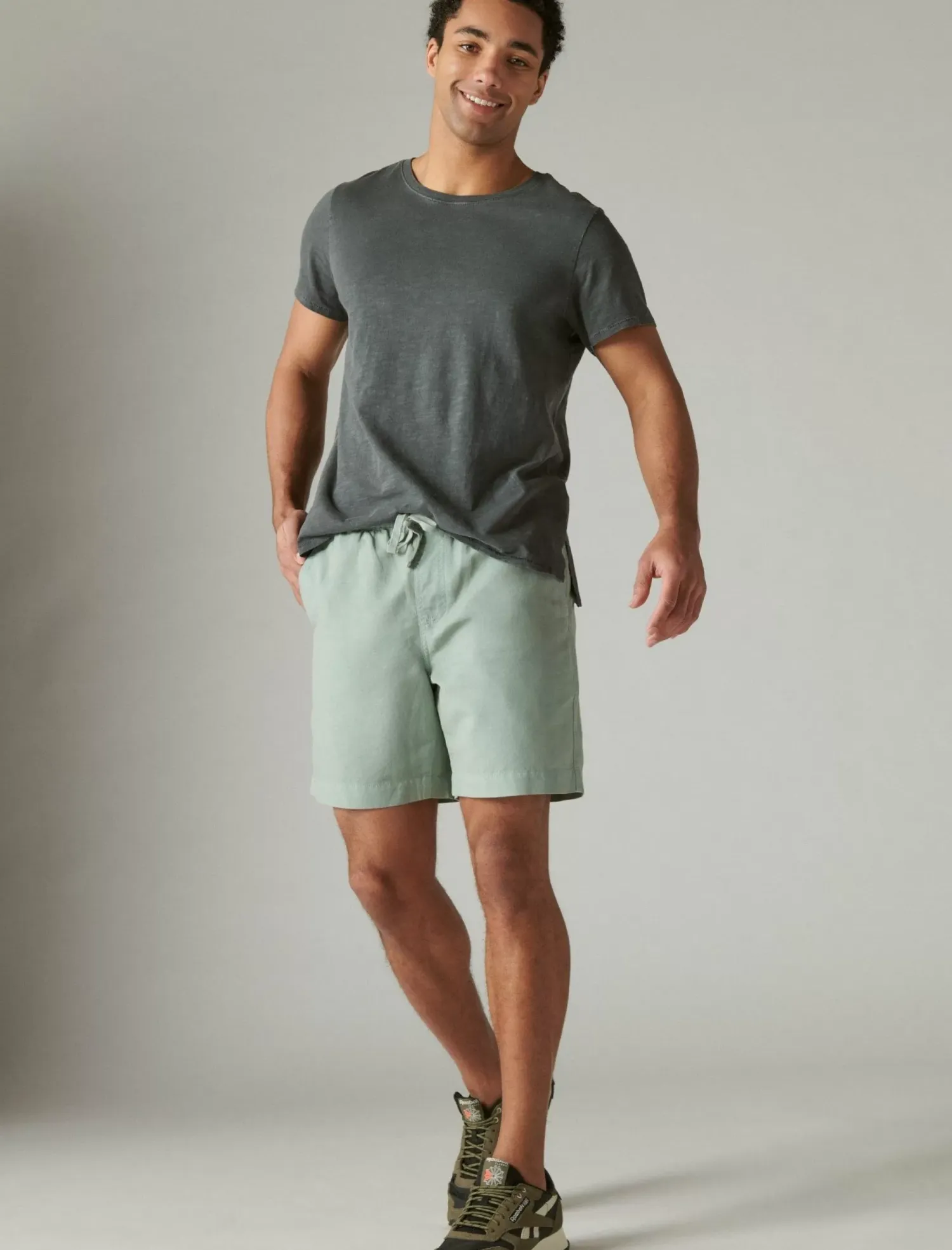 Lucky Brand 7"pull up linen short chino green*MEN Shorts