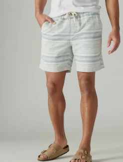 Lucky Brand 7"pull up linen short blue stripe*MEN Shorts