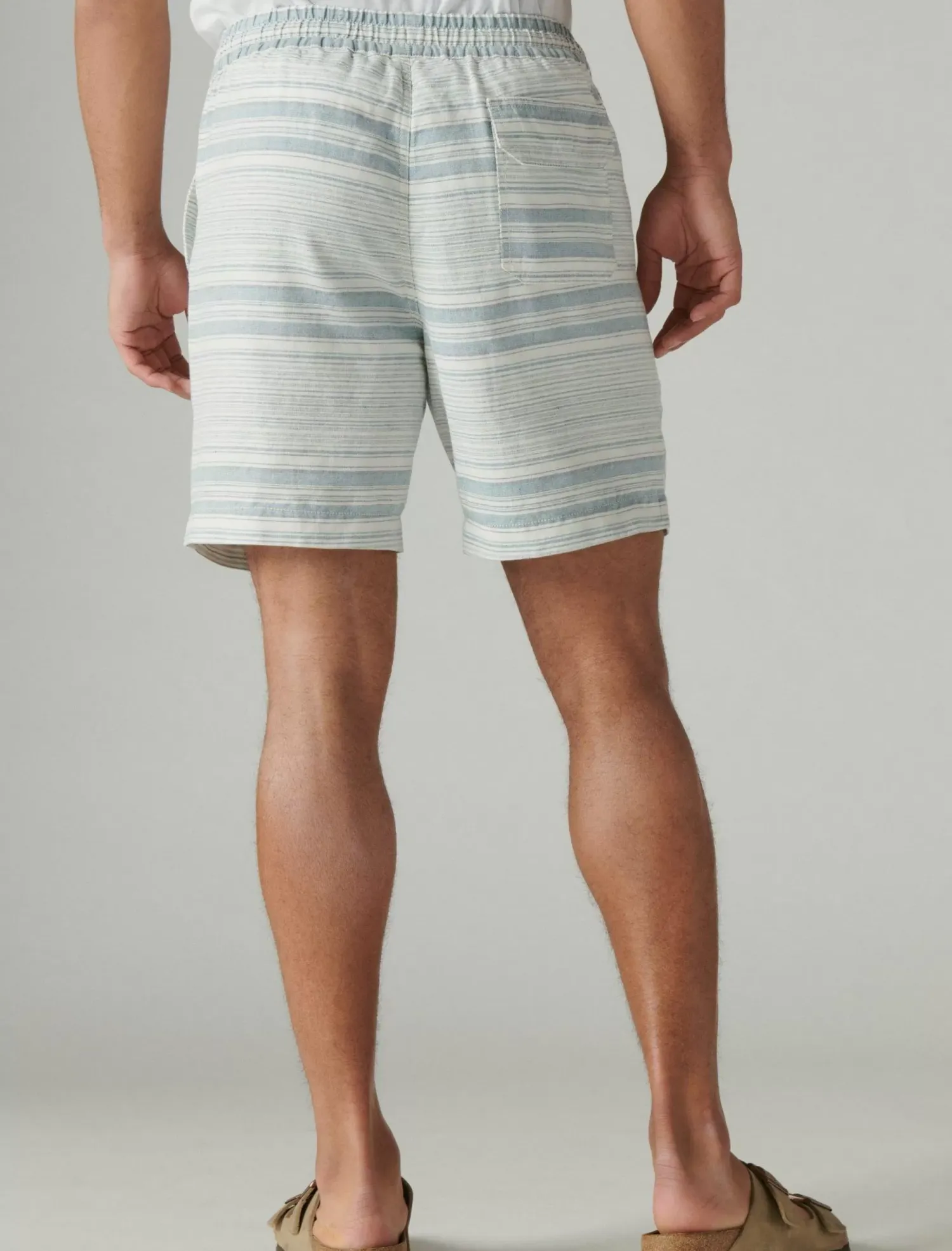 Lucky Brand 7"pull up linen short blue stripe*MEN Shorts