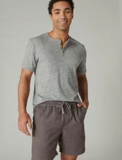 Lucky Brand 7"pull up linen short blackened pearl*MEN Shorts