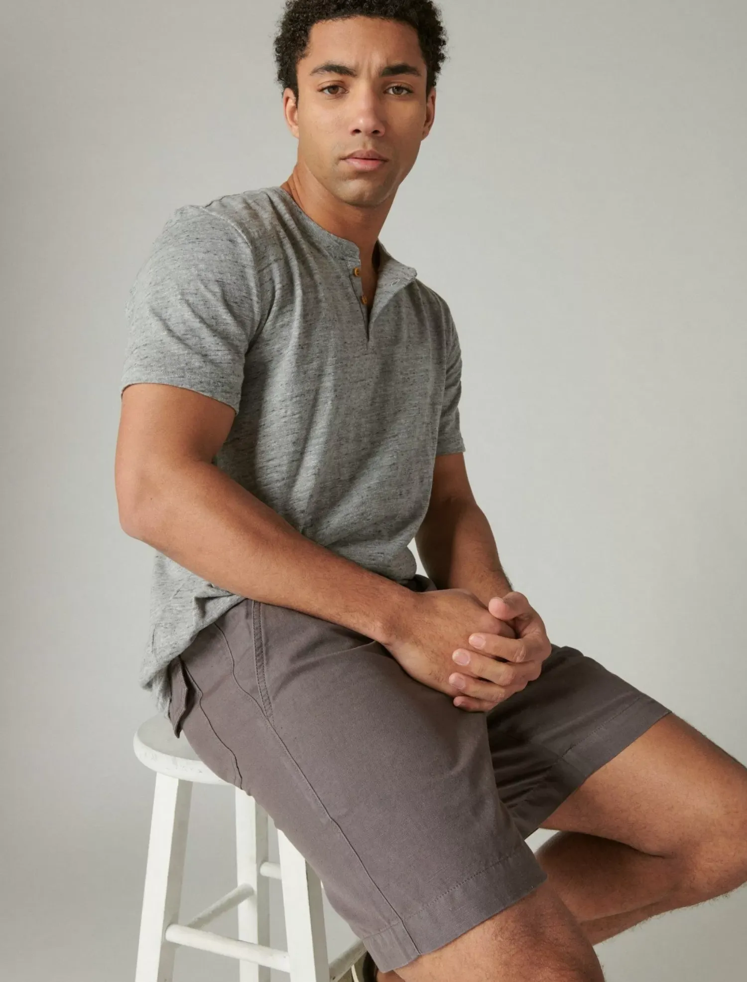 Lucky Brand 7"pull up linen short blackened pearl*MEN Shorts