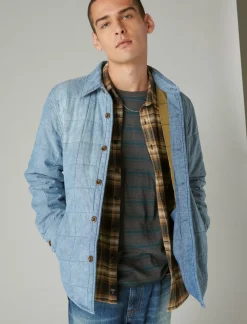 Lucky Brand quilted chambray shirt jacket indigo*MEN Jackets & Outerwear