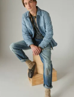 Lucky Brand quilted chambray shirt jacket indigo*MEN Jackets & Outerwear