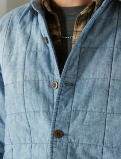 Lucky Brand quilted chambray shirt jacket indigo*MEN Jackets & Outerwear