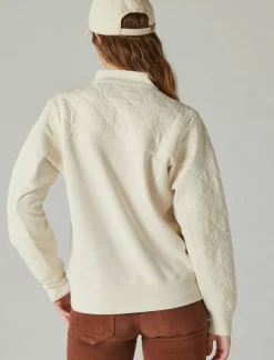 Lucky Brand quilted half zip popover eggnog*WOMEN Activewear