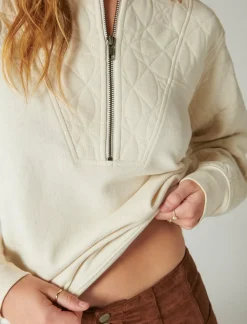 Lucky Brand quilted half zip popover eggnog*WOMEN Activewear