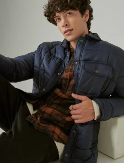 Lucky Brand quilted nylon shirt jacket navy*MEN Jackets & Outerwear