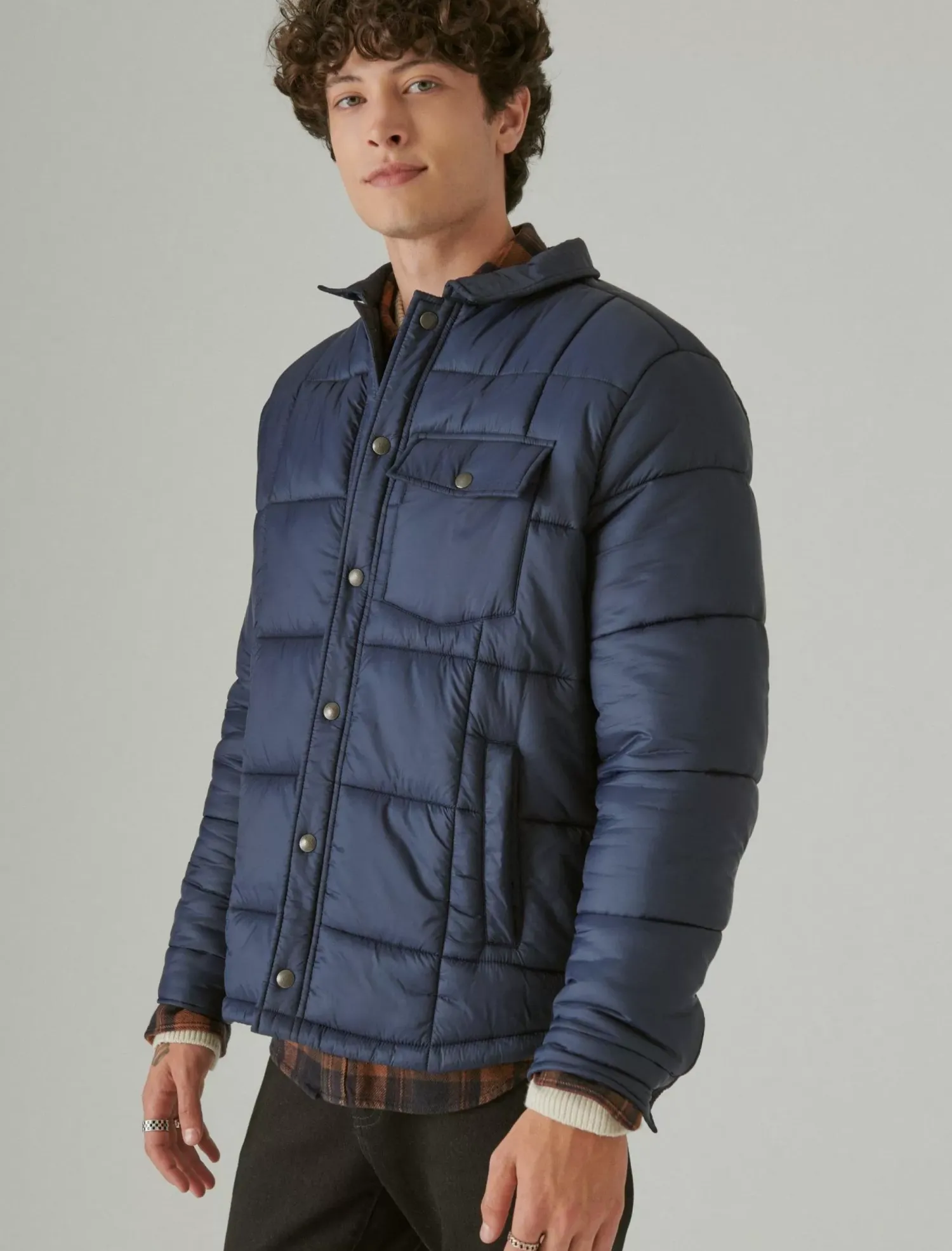 Lucky Brand quilted nylon shirt jacket navy*MEN Jackets & Outerwear