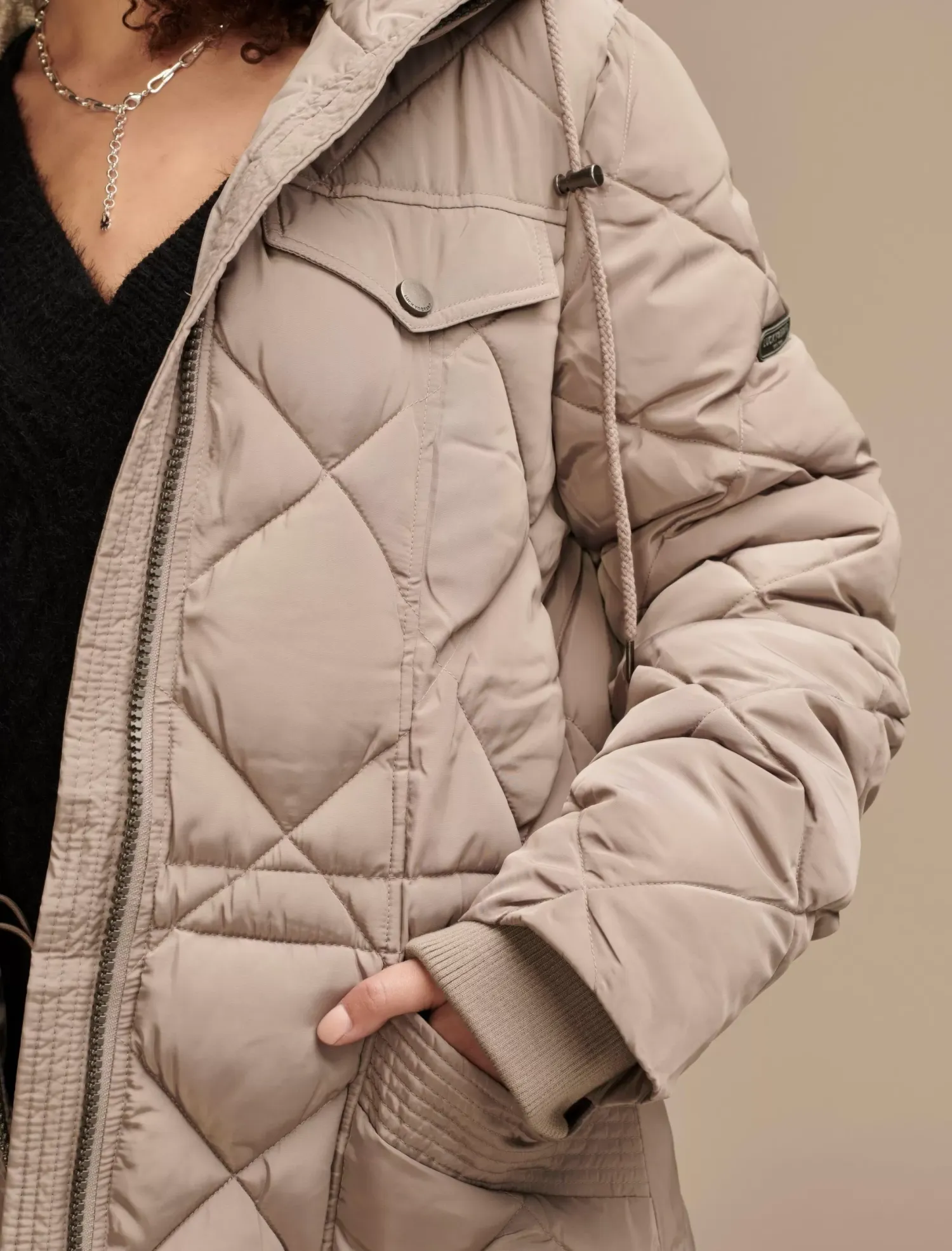 Lucky Brand quilted parka jacket taupe*WOMEN Jackets & Outerwear
