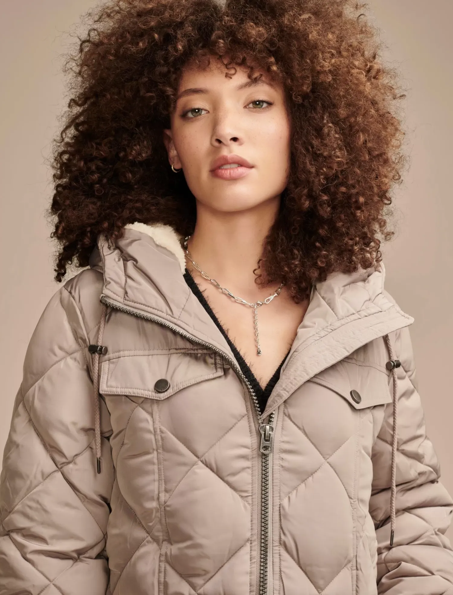 Lucky Brand quilted parka jacket taupe*WOMEN Jackets & Outerwear