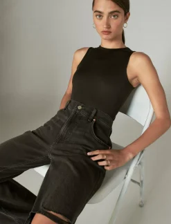 Lucky Brand racer tank bodysuit jet black*WOMEN Knit Tops