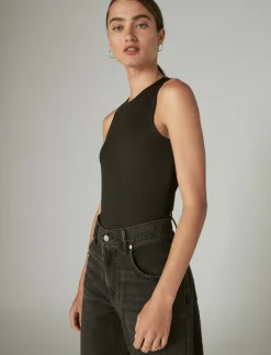 Lucky Brand racer tank bodysuit jet black*WOMEN Knit Tops