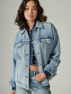 Lucky Brand relaxed denim trucker jacket ripple*WOMEN Jackets & Outerwear
