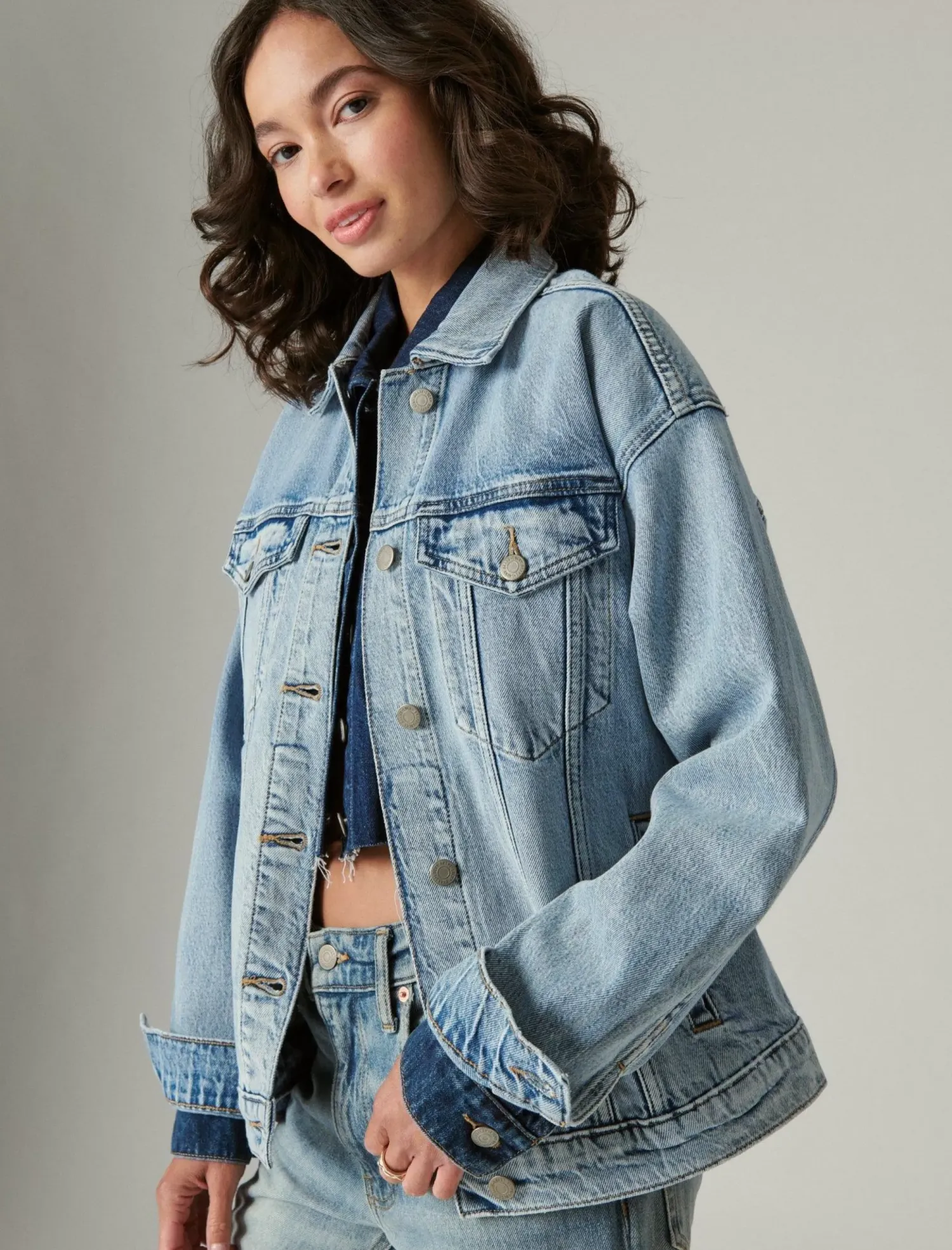 Lucky Brand relaxed denim trucker jacket ripple*WOMEN Jackets & Outerwear