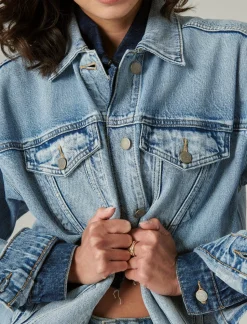 Lucky Brand relaxed denim trucker jacket ripple*WOMEN Jackets & Outerwear