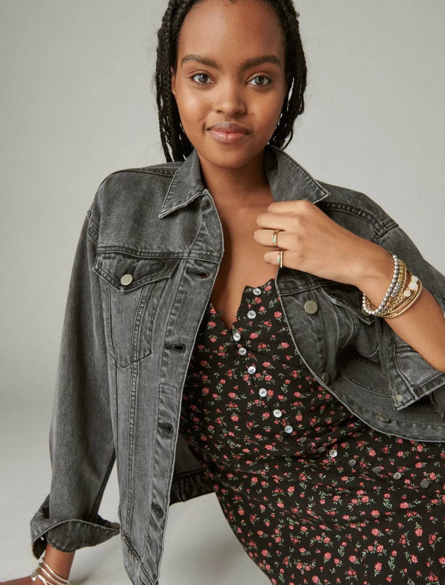 Lucky Brand relaxed denim trucker jacket orca*WOMEN Jackets & Outerwear